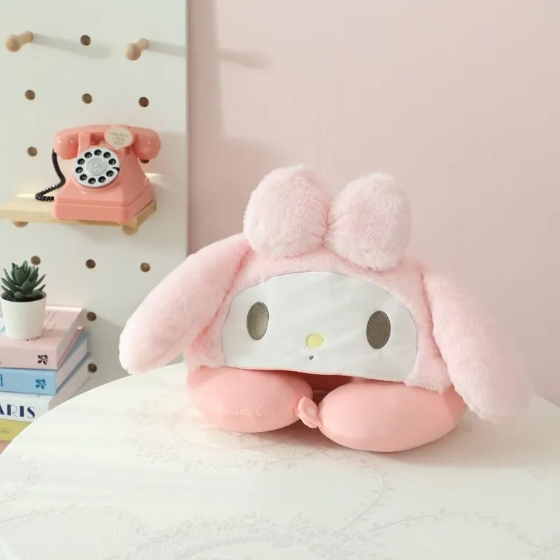 Sanrio Cinnamoroll U-образная подушка для шеи автомобильная дорожная с капюшоном аниме My