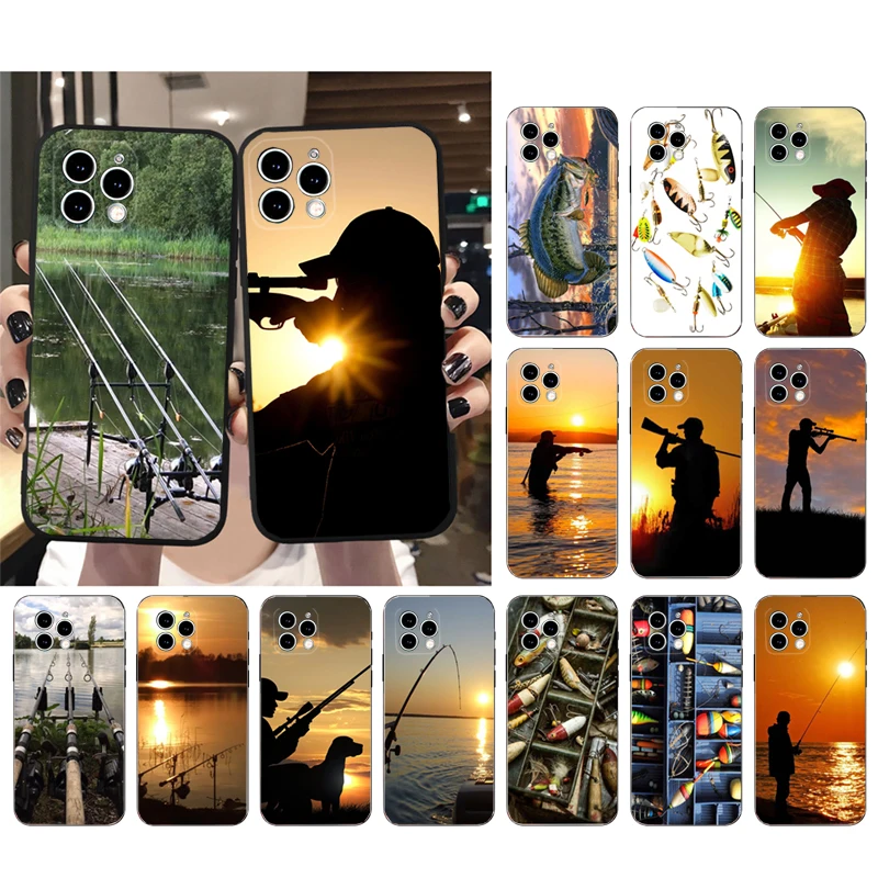 

Phone Case For iphone 14 13 12 11 Pro Max XS XR X 12mini 14 Plus SE Fishing Gear Fisherman Hunting Man Mobile Phone Case Funda