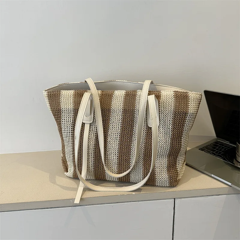 

Korean High Capacity Bag Women's Summer Fashion Canvas Shoulder Casual Versatile Tote Bag Beach Handbags for Women