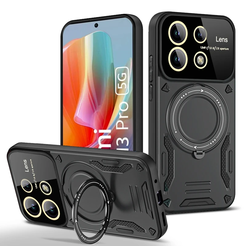 Роскошный бронированный чехол с магнитным кольцом для Xiaomi Poco M6 X6 F6 Pro 5G Poko Little Pocco 4G