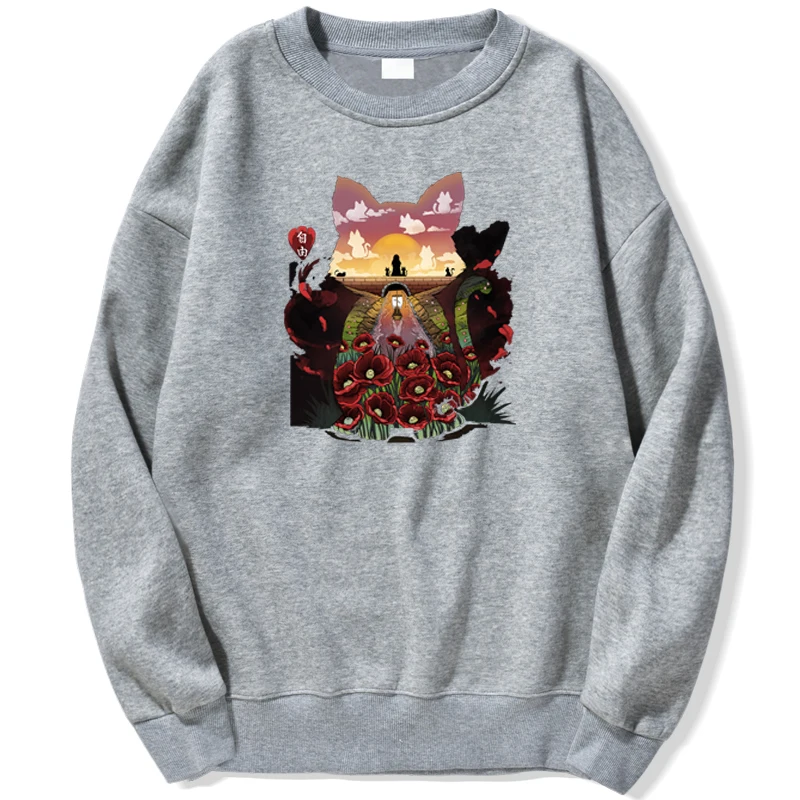 

Japanese Cat Anime Manga Harajuku Sweatshirts Men Hoodie Hoodies Sweatshirt Trapstar Crewneck Spring Autumn Pullovers Jumper