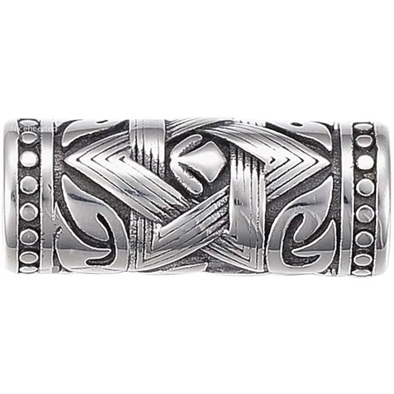 

10pcs Antique Silver Beads Column Beads with Star of David 304 Stainless Steel Beads Metal Beads for Necklace Making