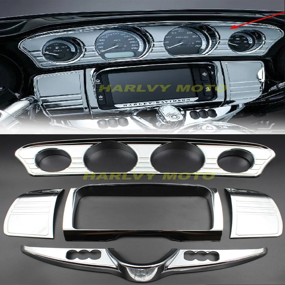 

For Touring Electra Street Glide 2014-2016 Chrome Deluxe Stereo Accent Trim Ring Speaker Cover Kit