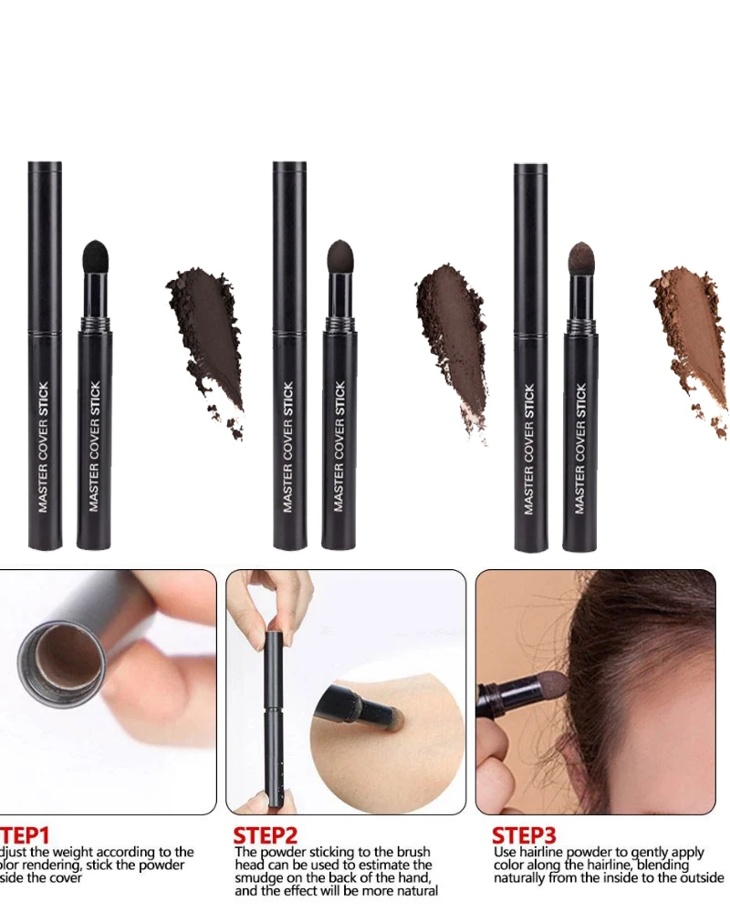 

Hairline velvet pen to cover white hair, trim sideburns, bun line, waterproof natural herbal hair concealer pen