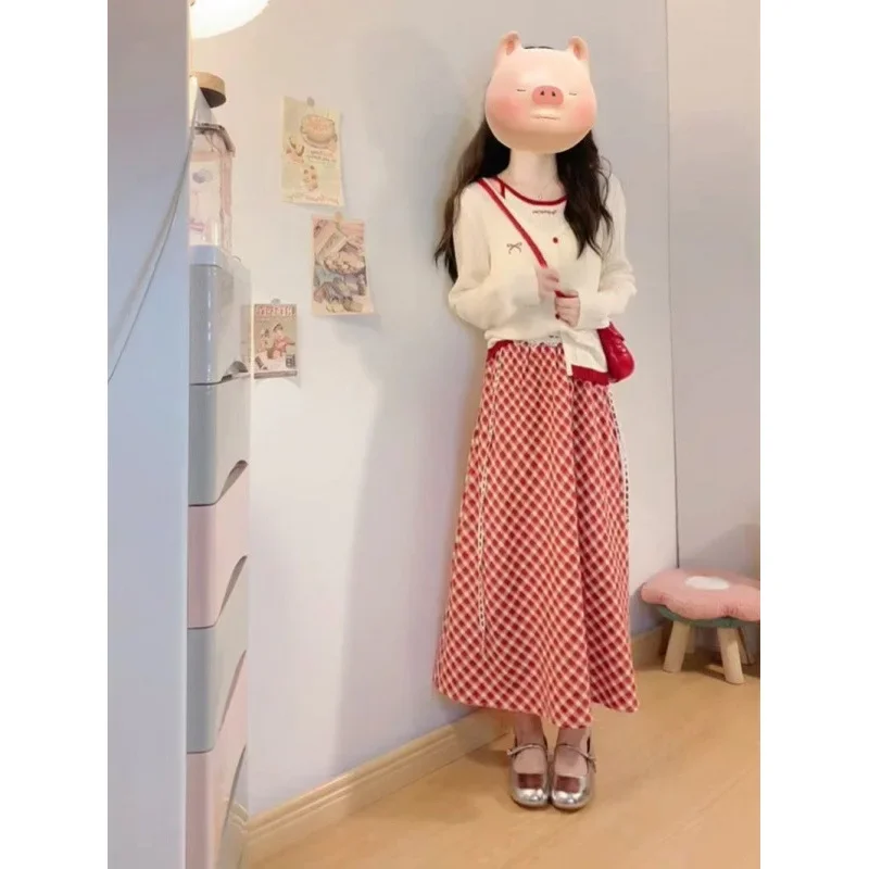 Свежий спортивный костюм женский осенний новый стиль простой корейский вязаный