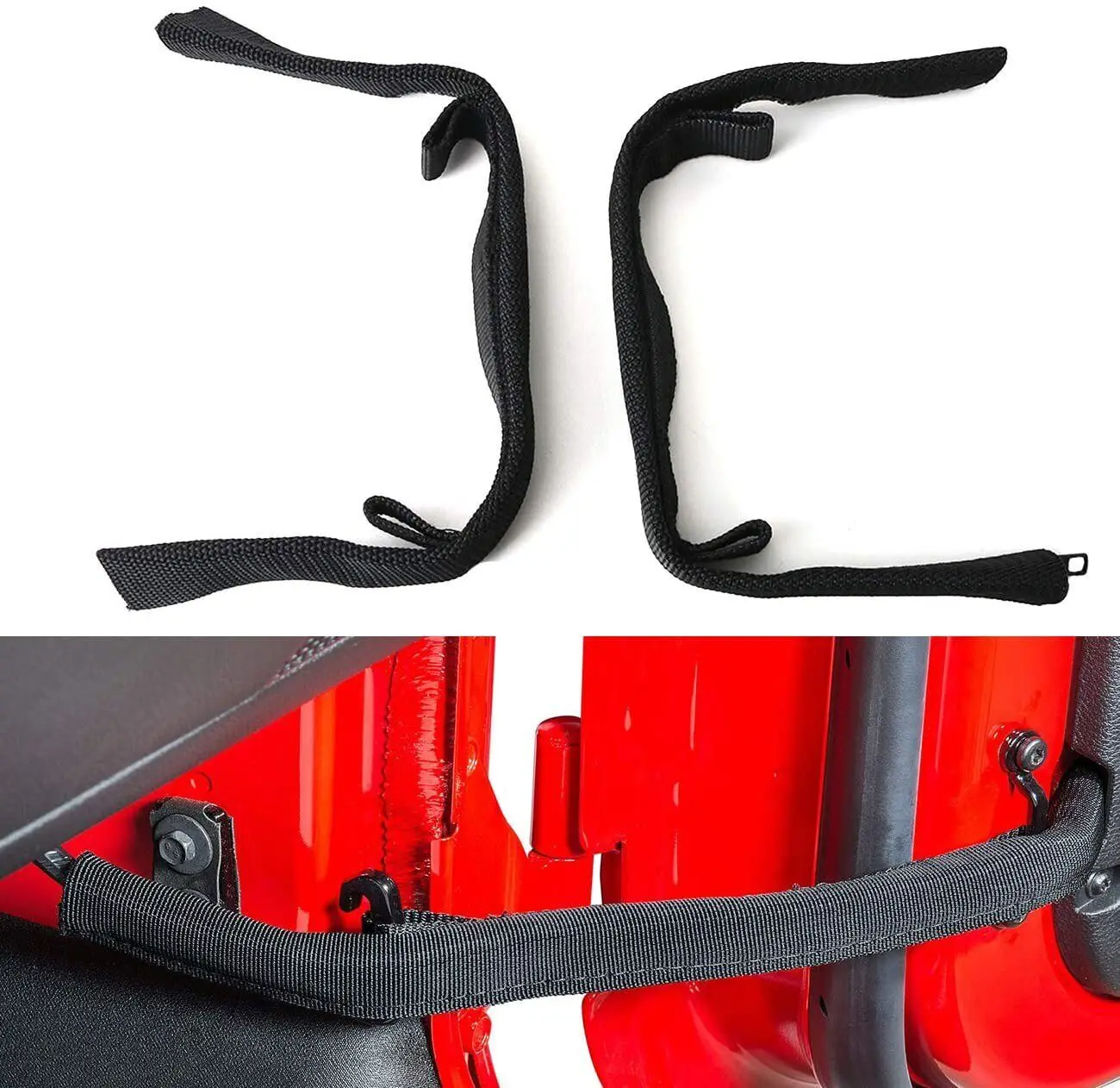 

1 Pair Black Door Limiting Strap Wire Protecting Harness For Jeep Wrangler JK JL JT 2007-2017