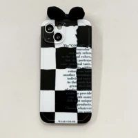 ins style big checkerboard bowtie case for iphone 11 12 13 pro max 8 7 plus xr xs max x se 2020 12 mini soft back cover capa