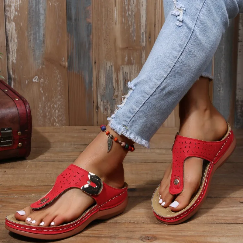 Summer 2023 Beach Wedges Ladies Shoes for Retro Casual Women Flat Platform Sandals Mid-heel Shoe Flower Shoes Flip-flops Sandals