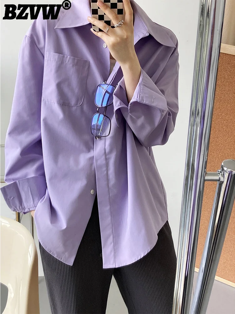 

BZVW Fashion Simplicity Loose Designer Shirts And Blouses For Women Lapel Button Solid Color Shirt Female 2023 New Tide 25X01589