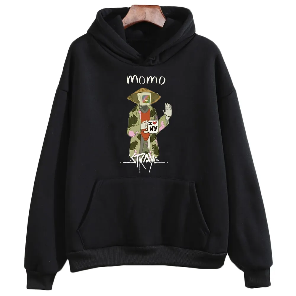 

Свитшоты с рисунком Момо и кошки для девочек, мультяшный принт, длинные рукава, пуловеры с капюшоном, одежда для мальчиков, Детские Зимние Топы