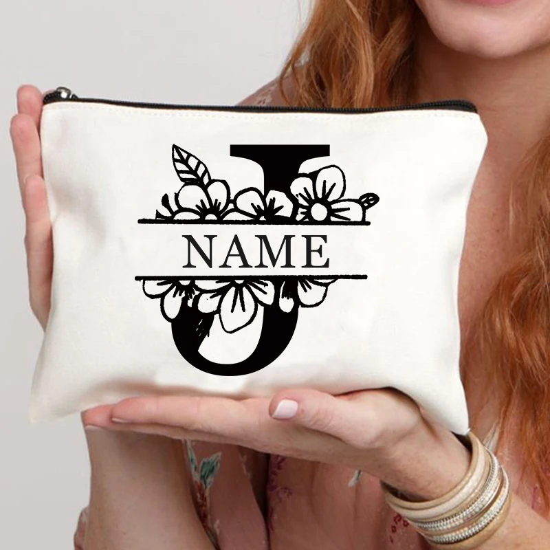 Индивидуальная сумка для макияжа с надписью цветы и Thank You