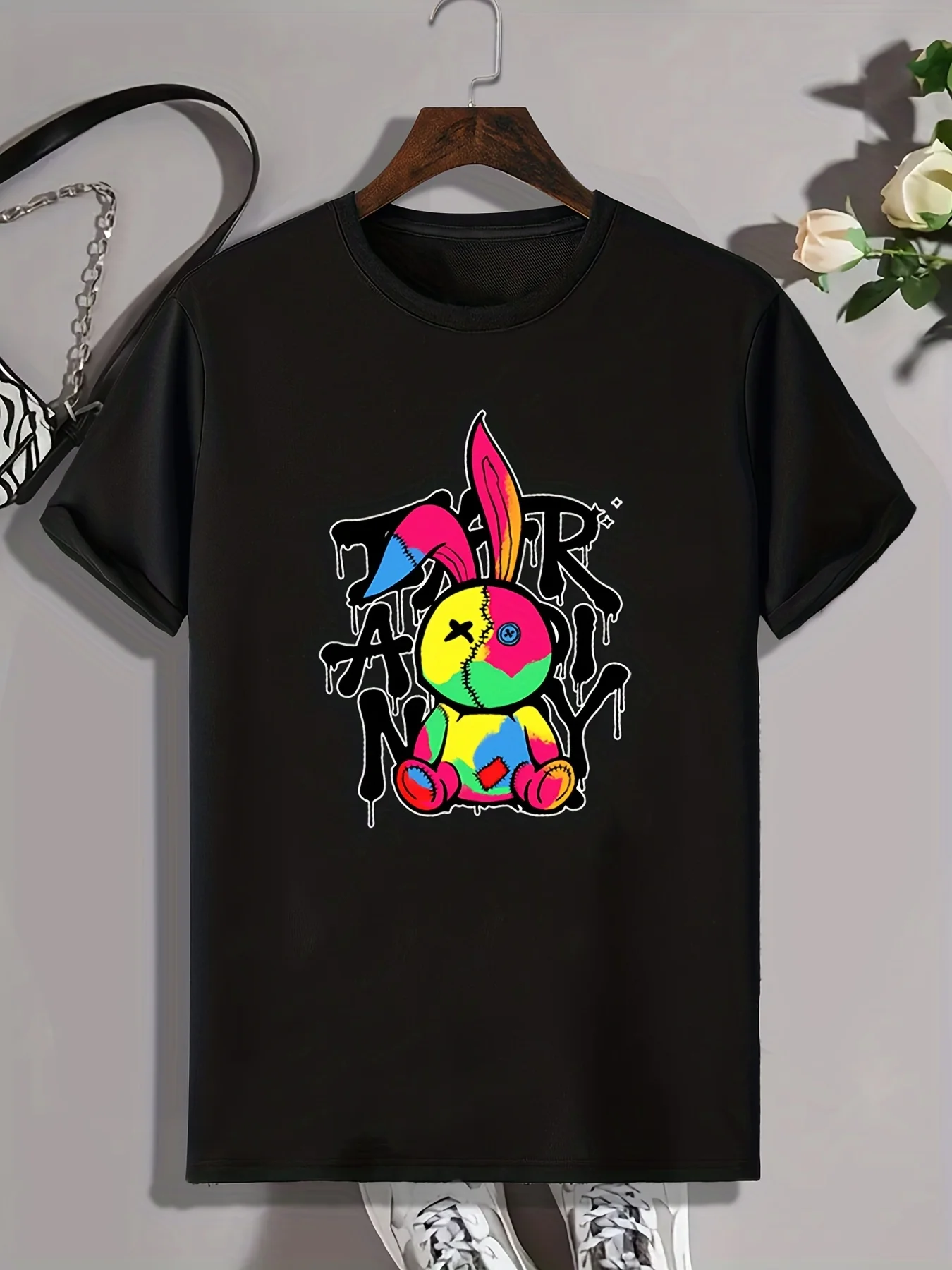 Красочные Мужские Футболки С Рисунком Кролика Повседневные Хлопковые Пуловеры