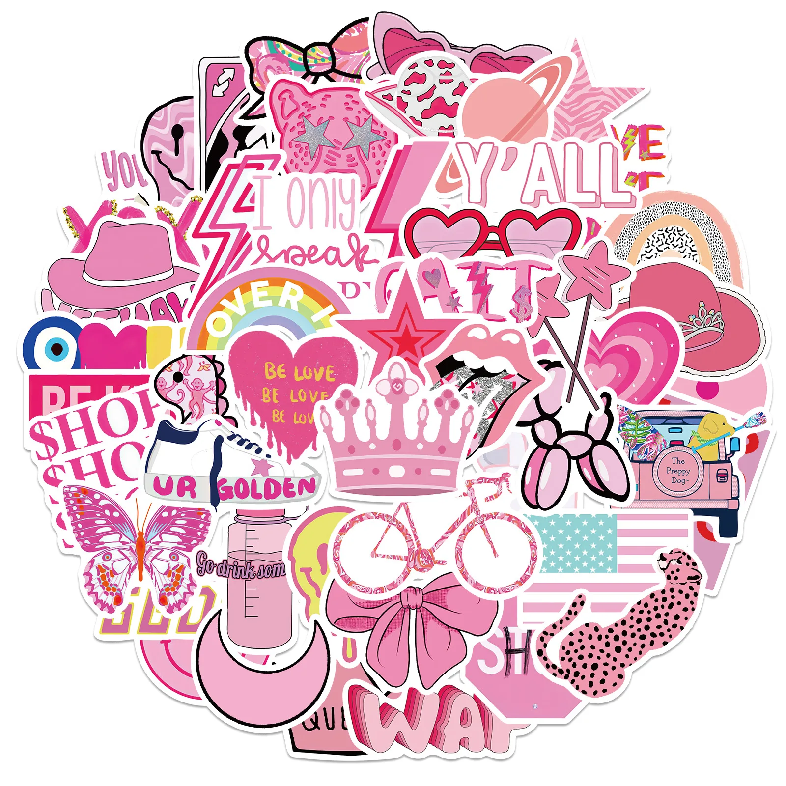 

50PCS New Pink Girly Heart Preppy Graffiti Stickers Luggage Laptop Skateboard Decoration Stickers Wholesale