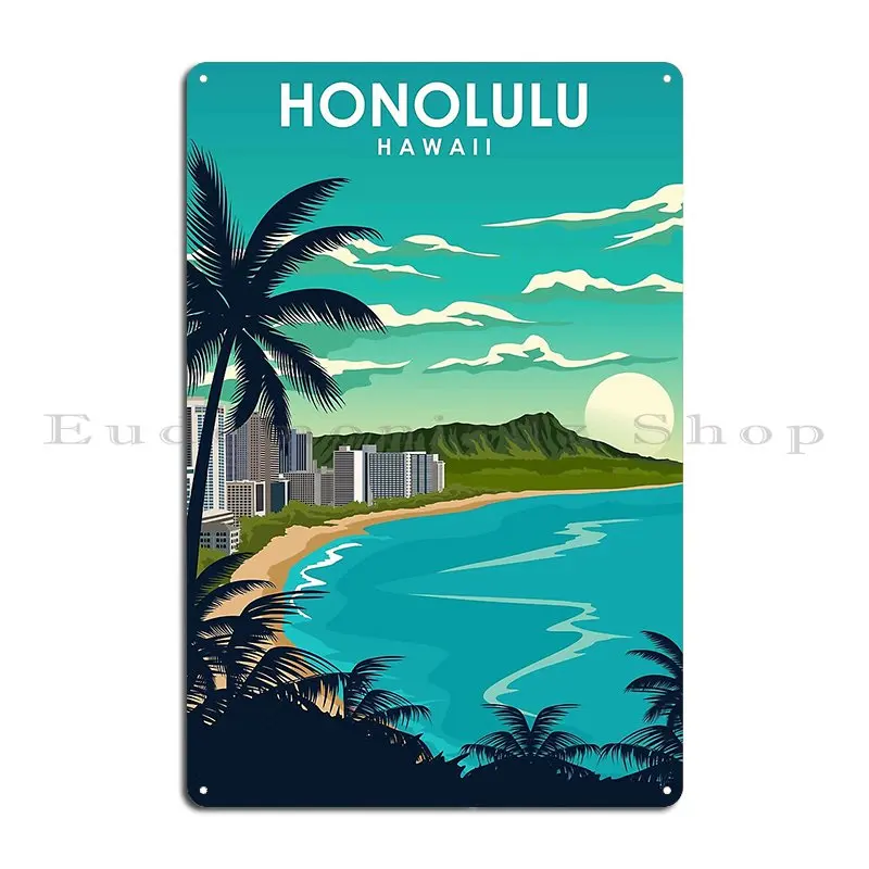 Honolulu Гавайи путешествия металлический знак винтажный гаражный принт паб создают