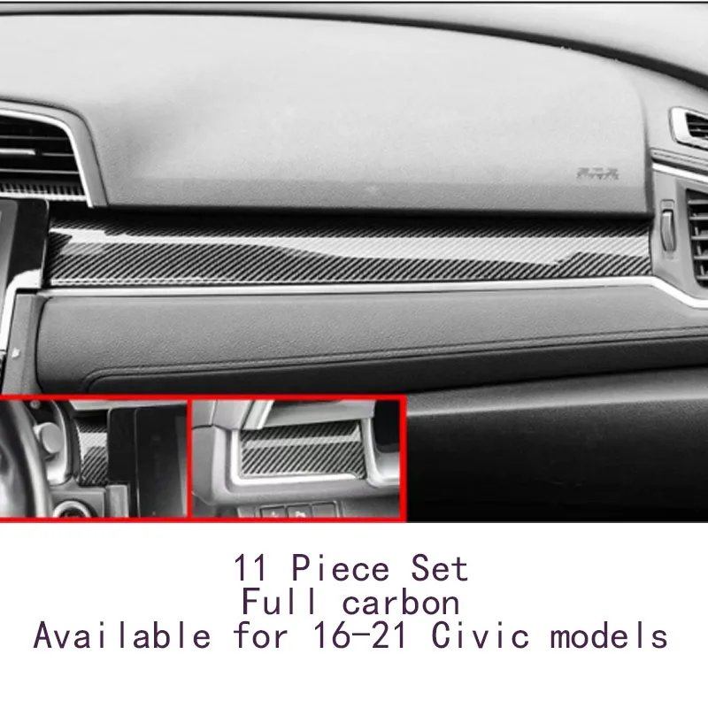 

11 шт. для 10-го поколения Honda Civic 2016-2021 для украшения автомобиля Civic, выходное отверстие кондиционирования воздуха и искусственная панель ABS