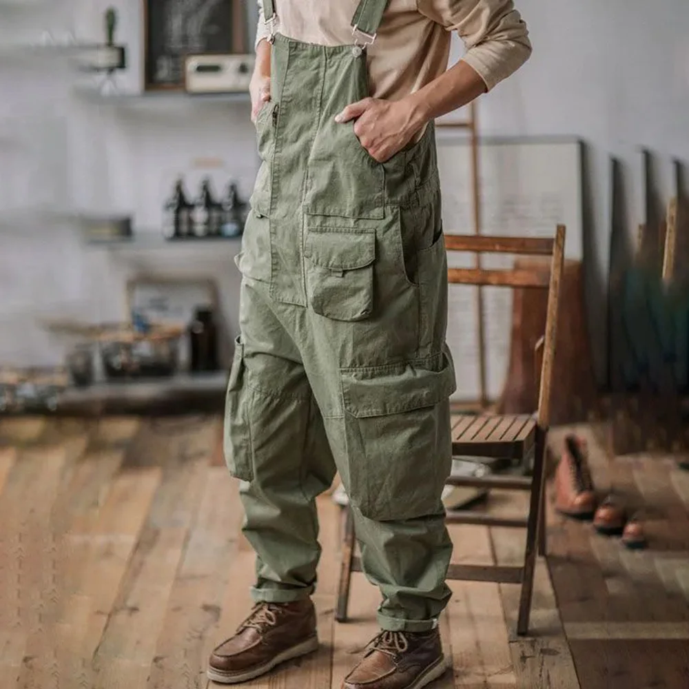 

Loose Casual Overalls Men's Straight Overalls American Retro Ami Khaki Trend All-match One-piece Suspenders Trousers