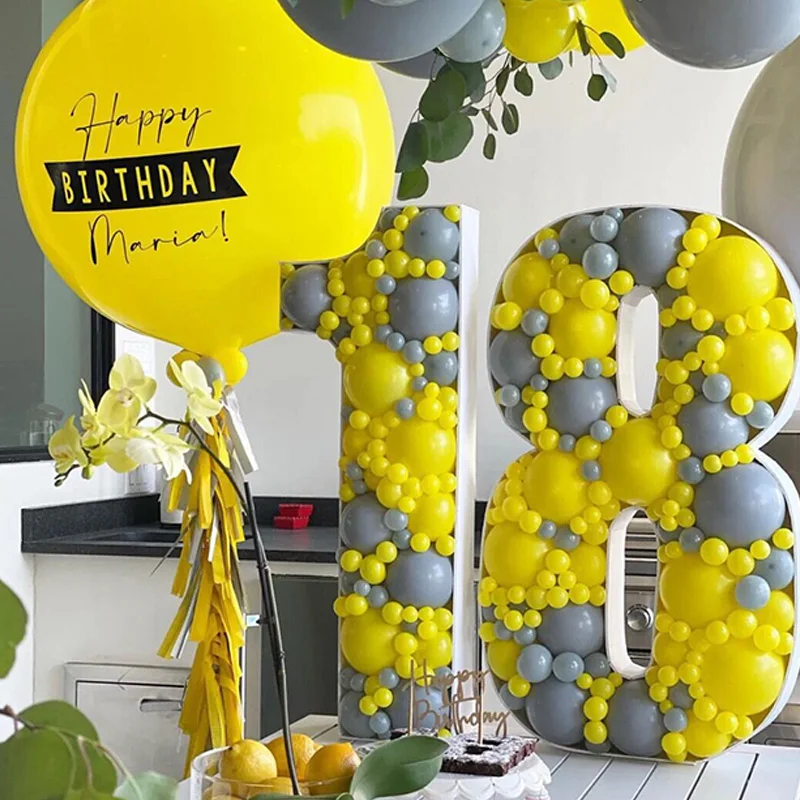 

Big Number 0-9 Birthday Balloon Frame Number Mosaic Balloon Filling Box Stand Adult Kids Birthday Anniversary DIY Party Decor
