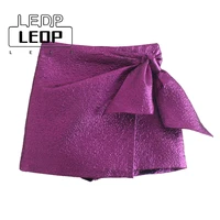 ledp womens skirt pants ladies fashion texture bow short skirt high waist side zipper casual fashion ladies elegant shorts