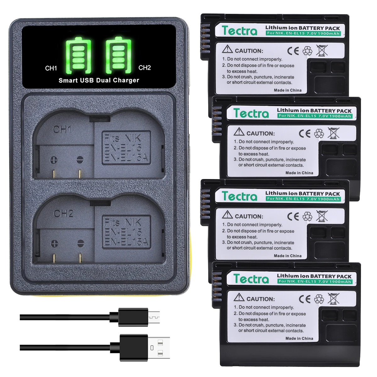 

1900mAh EN-EL15 EN-EL15A Battery + LED Dual Charger for Nikon D600 D610 D750 D800 D810 D850 D7000 D7100 D7200 1 v1