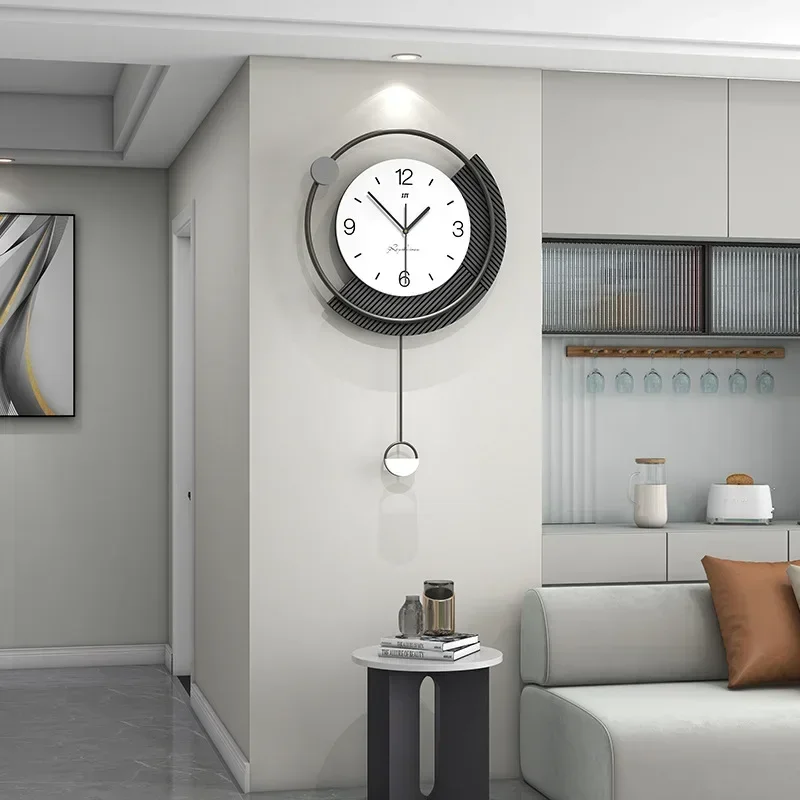 Скандинавские круглые настенные часы для дома бесшумные поворотные