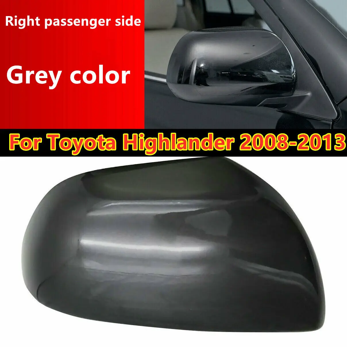 

Right Passenger Side Rearview Mirror Cap Cover For Toyota Highlander 2008 2009 2010 2011 2012 2013