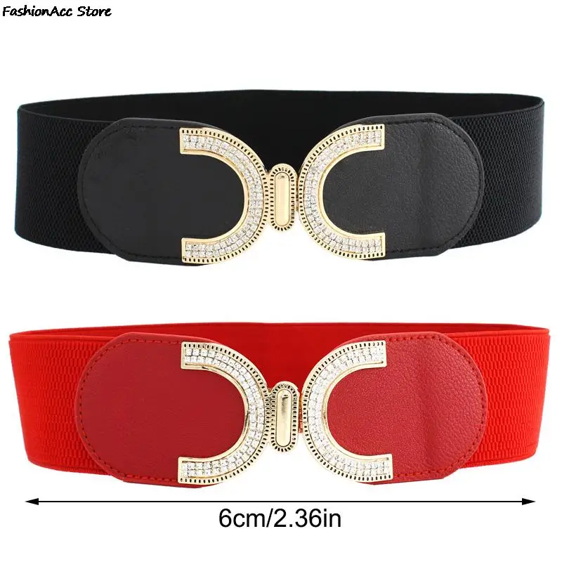 New Fashion Style Buckle Elastic Wide Belt Wide Cummerbund Strap Belt Waist Female Women Accessories images - 6