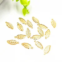 13x5.5mm 50pcs 304 Stainless Steel Golden Leaf Jewelry Making Dangle Charm Small Pendant DIY for Charms Accessories Craft