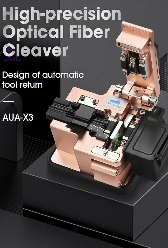

Fiber Cleaver AUA-X3 FTTH Cable Fiber Optic Cutting Knife Tools High Precision Cutter 24 Surface Blade Three-in-one clamp slot