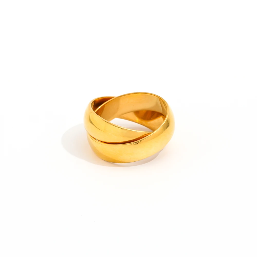 

Joolim High End PVD Fashion Double Curved Ring for Women Stainless Steel Jewelry Wholesale