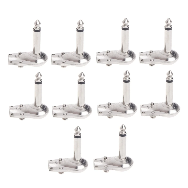 

10 Pcs 1/4" 6.35mm Mono Speaker Right Guitar Phono Plug Pancake Connector
