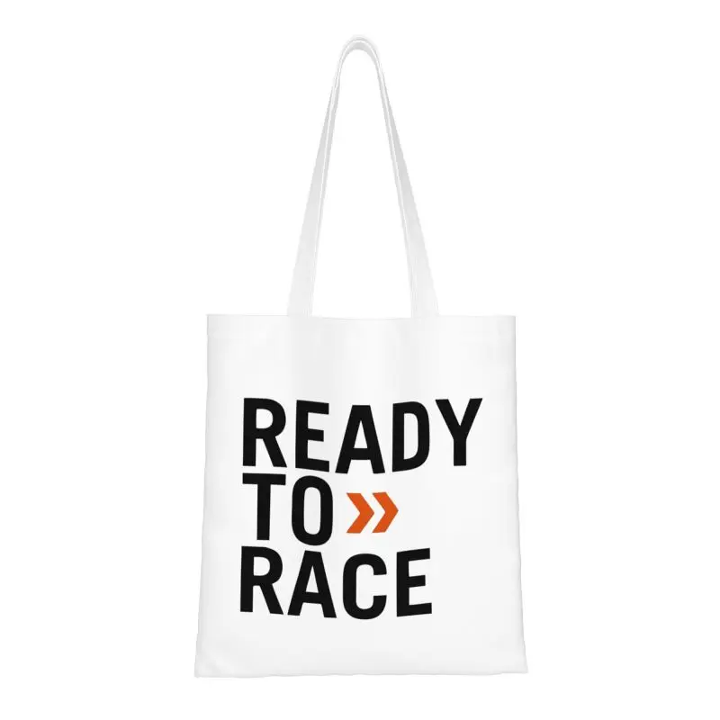 

Reusable Ready To Race Shopping Bag Women Shoulder Canvas Tote Bag Portable Racing Motorcycle Biker Groceries Shopper Bags