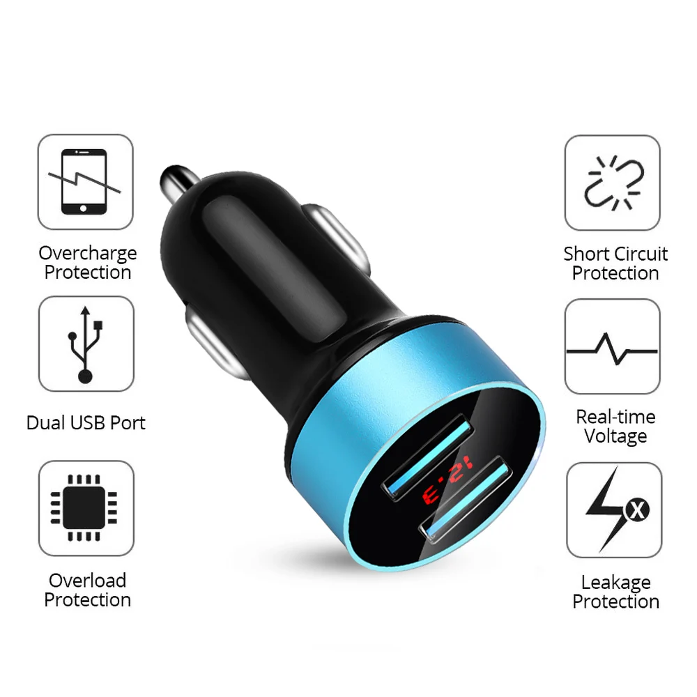

Автомобильное зарядное устройство с двумя USB-портами, 3,1 А, 2 порта