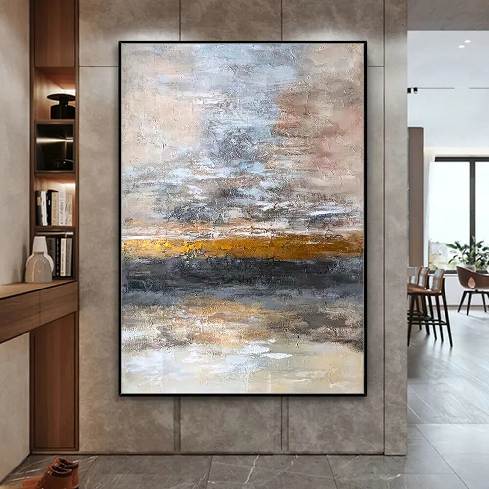 Larege ручная работа золотая абстрактная картина маслом на холсте настенное