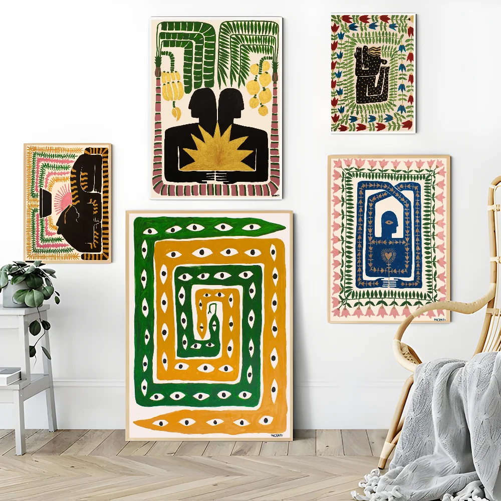 Античный Египет красочная Абстрактная живопись тигр и леопард винтажные плакаты