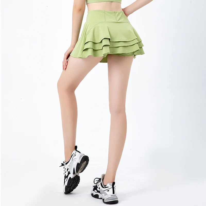 

New Sexy Yoga Sports Skirt Women's Gym Outdoor Pleated Fitness Tennis Skirt Solid Color Stretch Golf Skirt Soft And Breathable