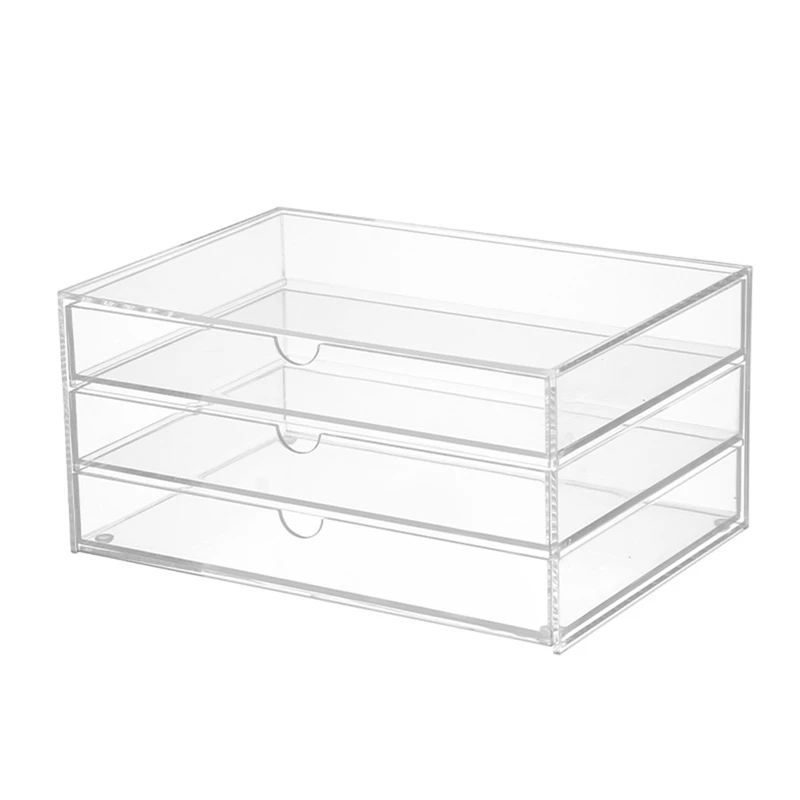 

New-Acrylic Drawer Storage Box Transparent Three-Layer Makeup Stationery Makeup Desktop Nail Polish Finishing Cabinet