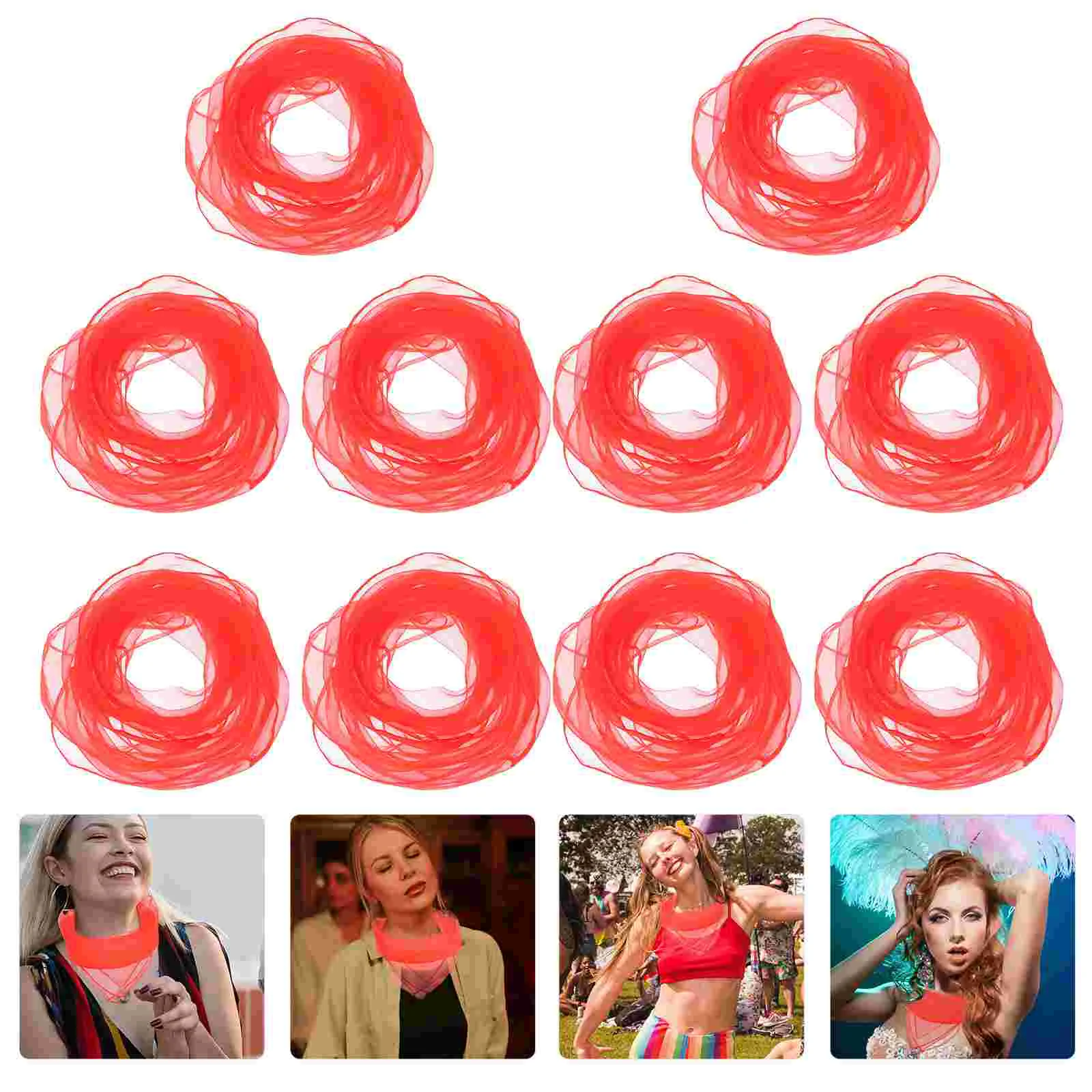 

10Pcs Solid Small Silky Scarves for Dance Daily Outfit Accessories