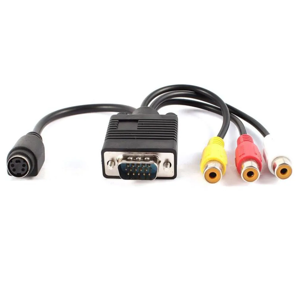 Прочный ПК композитный VGA SVGA к S-видео HD 3 RCA портативные практичные аксессуары AV