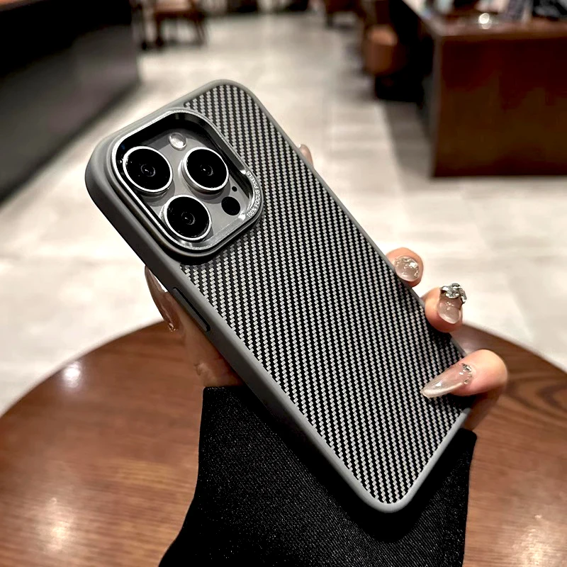 Luxury Mag Safe Carbon Fiber Case For iPhone 16 15 14 13 12 11 Pro Max Plus 16Pro 15Pro 14Pro Magsafe Wireless Charge Covers