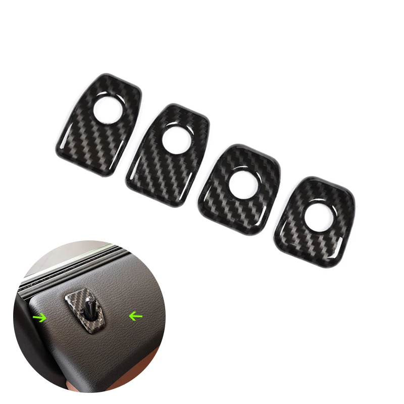 For BMW X5 X6 F15 F16 4pcs Car Carbon Fiber Texture Interior Door Lock Knob Pin Cover Button Protective Trim