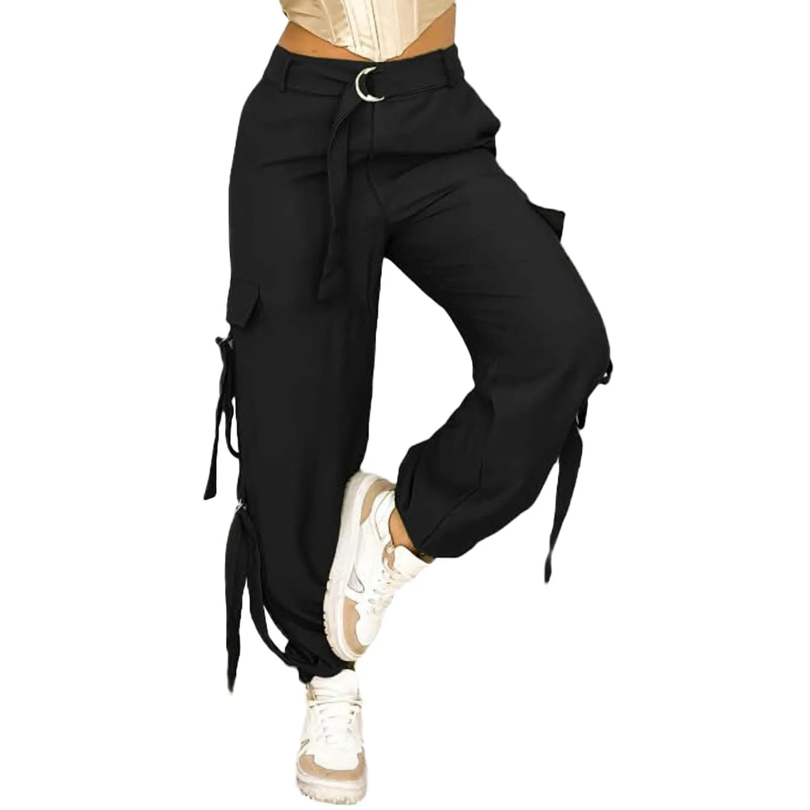 

Брюки-карго Женские винтажные в стиле 90-х, модные штаны с мешковатыми карманами, уличная одежда в стиле хип-хоп с поясом, Y2K, весна-осень 2023