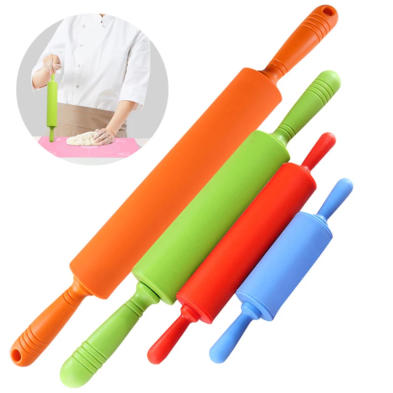 

Flour Pasta Pin Baking Roller Pastry Plastic Pastry Tool Kitchen Pin Roller Pizza Dough Rolling Non-stick Handle Silicone