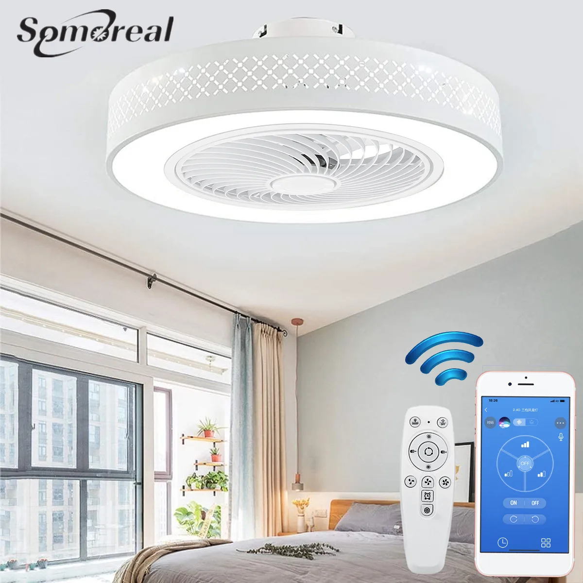 

50cm Intelligent Led Ceiling Fan Light Ceiling Fans with Lights 3-Speed Dimmable Smart APP Remote Control Modern LED Lighting