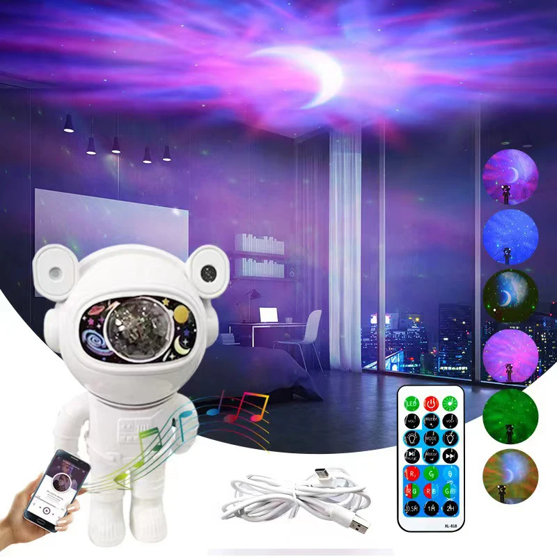 Nuova Luce Notturna Galaxy Aggiornata Astronauta Starry Nebula Moon Soffitto Sky Projector Light Con Timer E Altoparlante Bluetooth Remoto