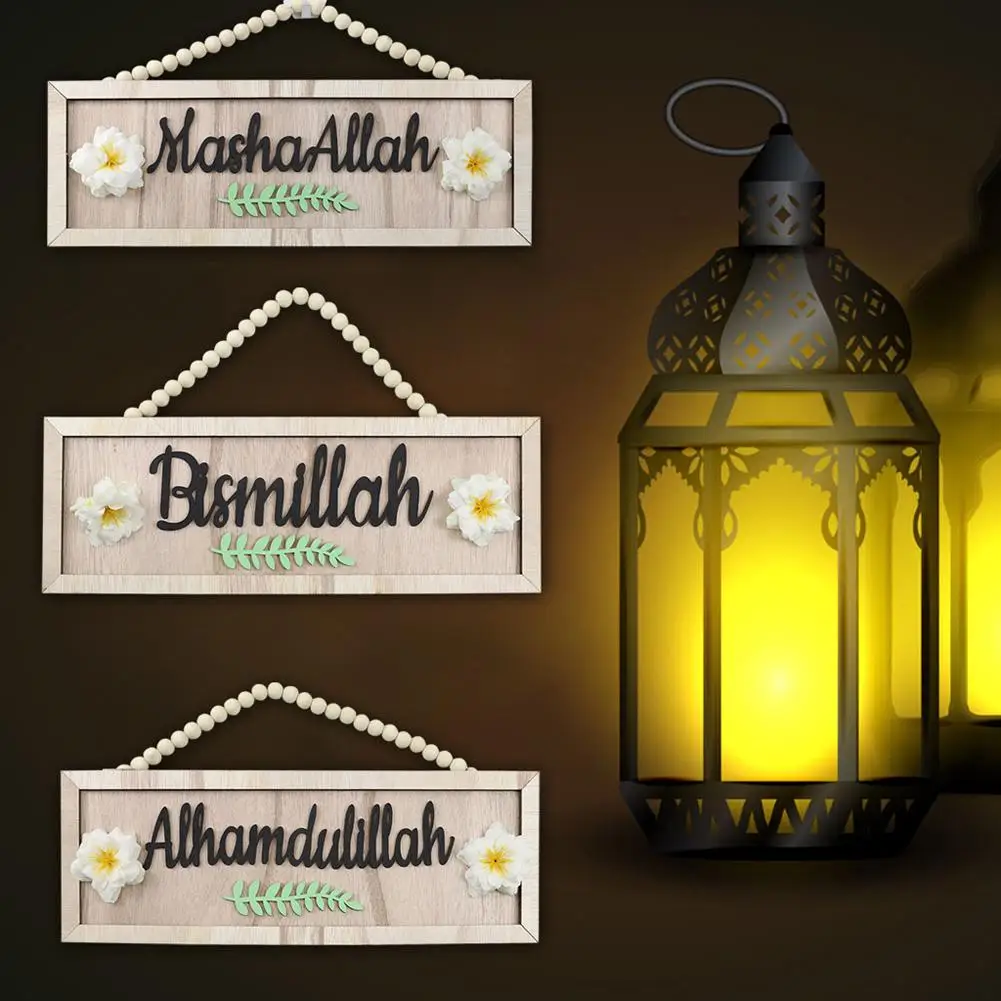 

NEW Rectangle Wooden Sign Pendant With Beaded English Letters Door Number Wall Art For Home Wall Decoration