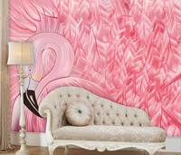 custom 3d wallpaper mural romantic pink flamingo childrens princess room background wall papel de parede luxury home decor