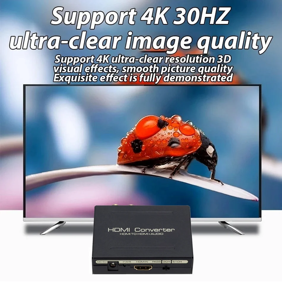 4k HDMI к аудио экстрактор стерео преобразователь SPDIF R/L сигнала источник питания