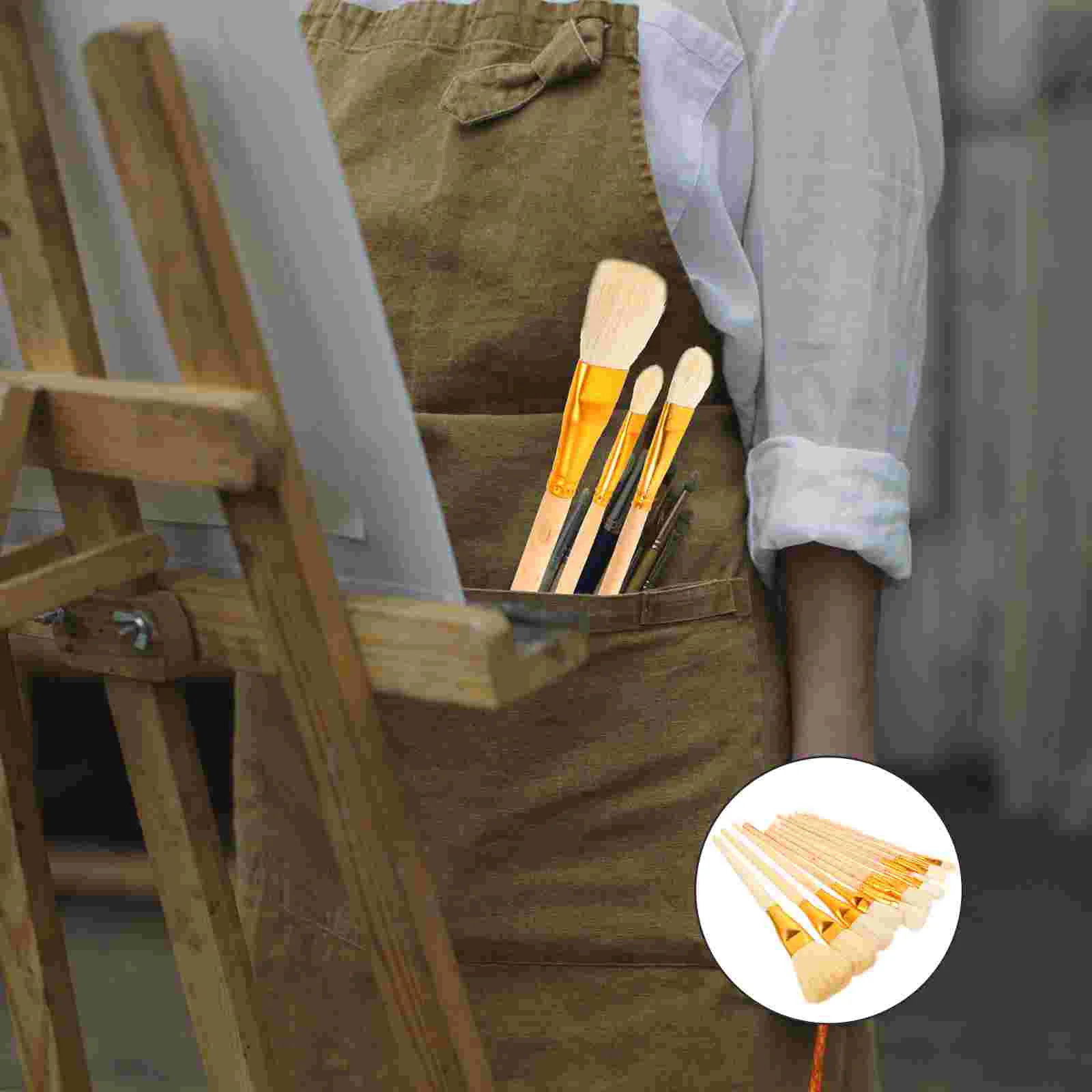 

Brushbrushes Painting Watercolorset Oil Acrylic Artist Reusable Ergonomic Flat Fan Supplies Professional Gouache Wall Portable