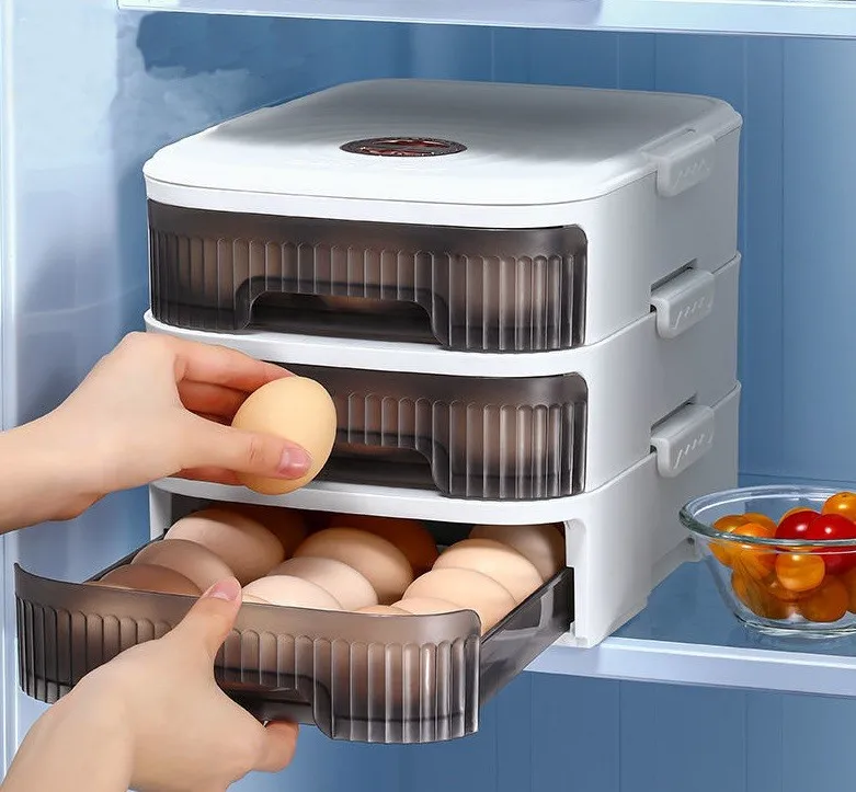 

Layers Drawer-type Eggs Storage Box Kitchen Fridge Retain Freshness Eggs Container Box