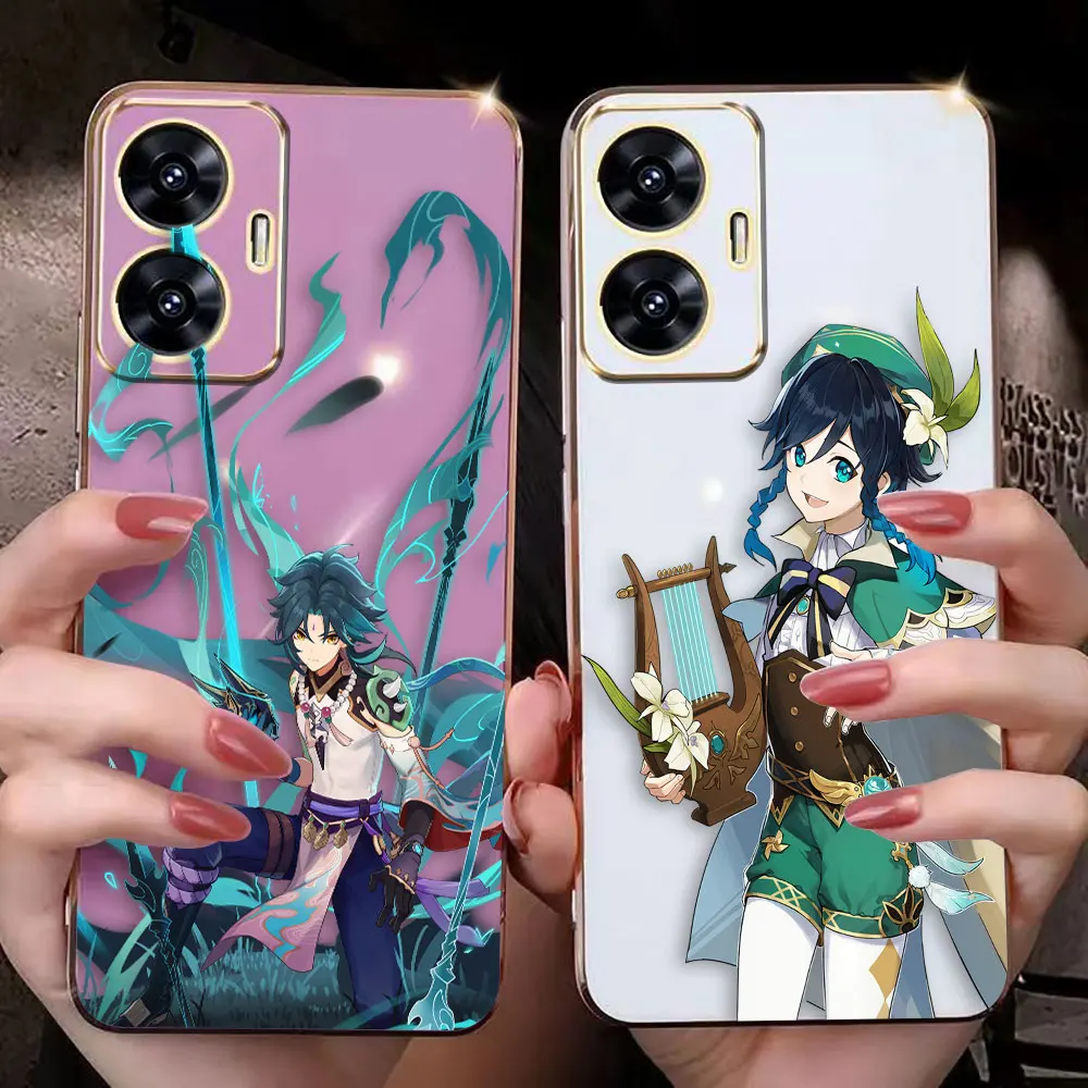 The Game G-Genshin I-Impact Cover Smooth E-TPU чехол REALME GT 2 NEO3 MASTER 7 8 8I 9I 10 11 PRO C21Y C30 C33 C35 C53 C55 Φ